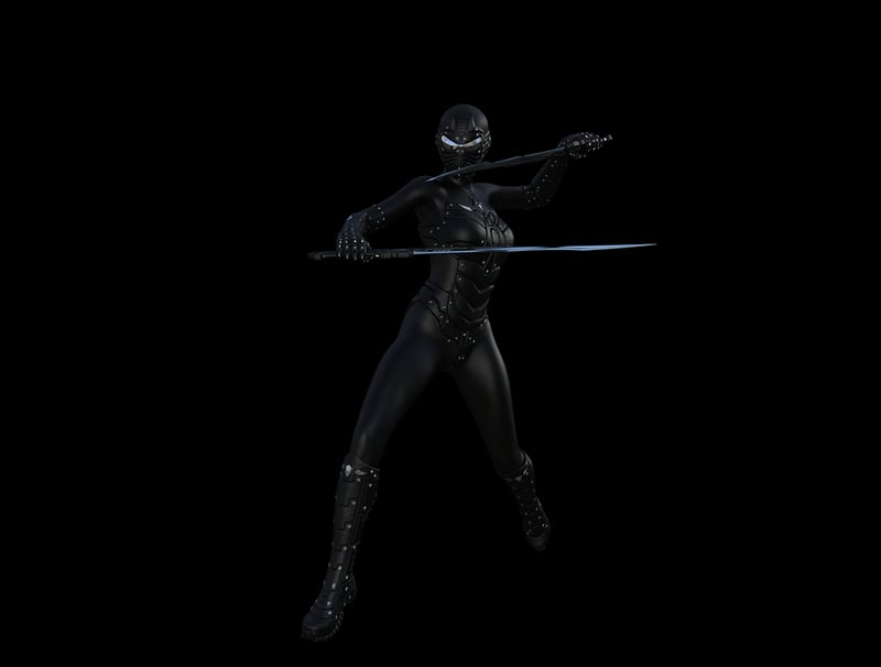 Ninja with throwing stars